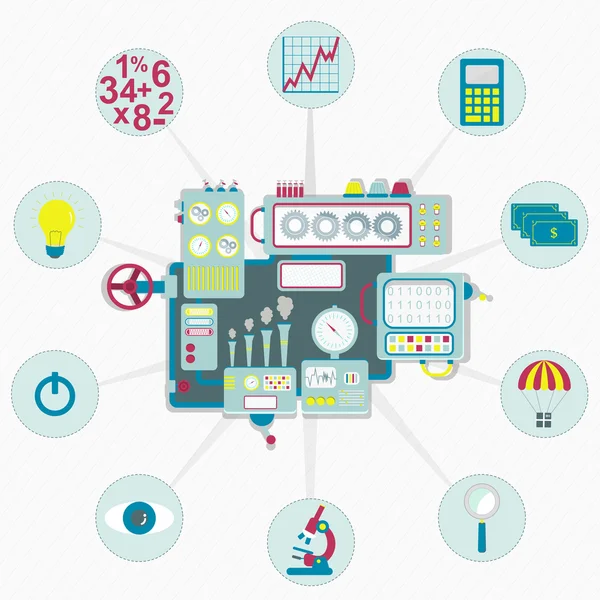 Máquina con iconos de negocios — Archivo Imágenes Vectoriales