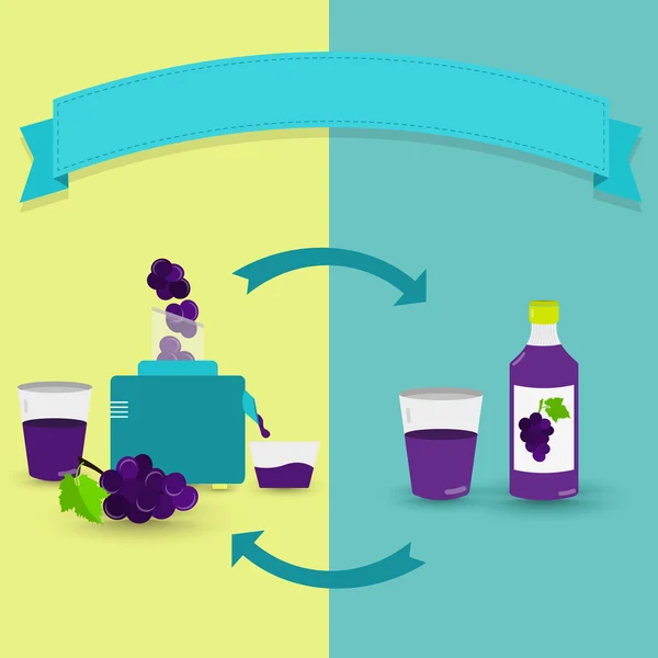 Natural grape juice versus bottled — ストックベクタ