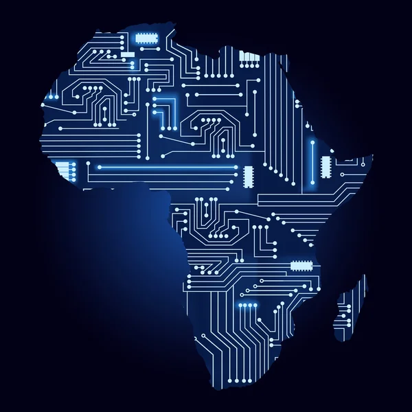 Mapa da África com circuito eletrônico —  Vetores de Stock