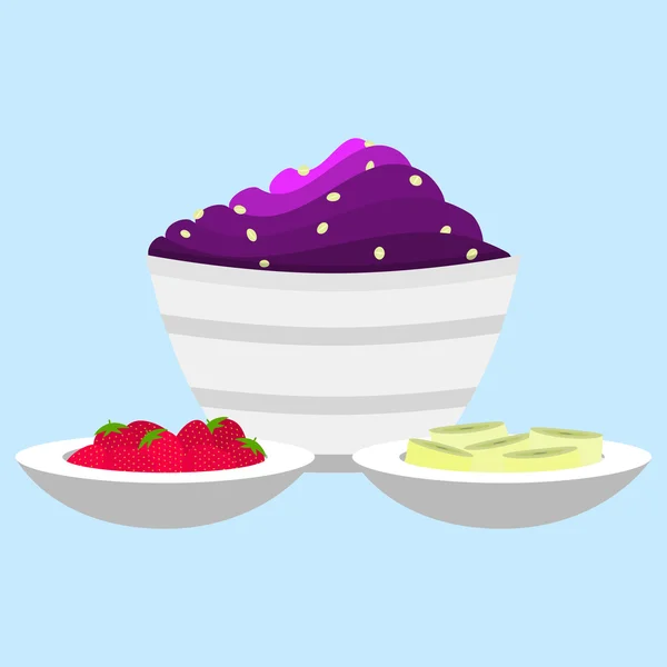 Crème d'açai avec accompagnement — Image vectorielle