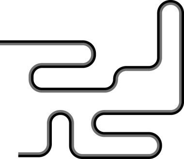 Çift tonlu çizgiler labirent rotasını zigzag hareketleriyle birleştirerek kare yol iskeleti içinde yumuşak eğriler oluşturur..