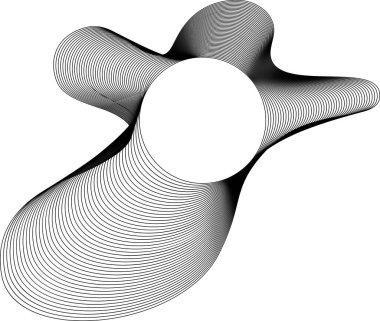 Merkezi boşluk ve düzensiz, sıvı dış kenarı karmaşık eğrilik ile asimetrik akışkan dairesel form.