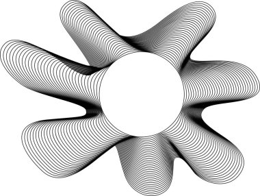 Düzensiz akışla dağılmış sıvı formlarını andıran dinamik ve düzensiz dış eğrilerle çerçevelenmiş merkezi dairesel alan.