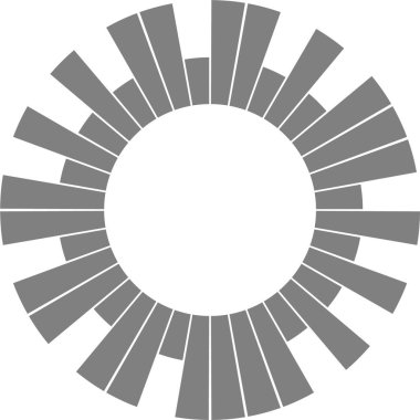 Organize radyal bölümler eşit dairesel segmentasyon ve görsel ritme sahip bir grafik düzeni oluşturur.