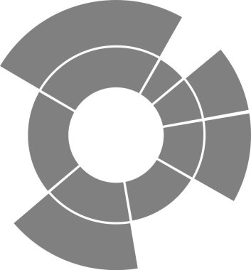 Sayısız parçalı donut bölümü kategorize verilerin yapılandırılmış dairesel görselleştirilmesini oluşturur.