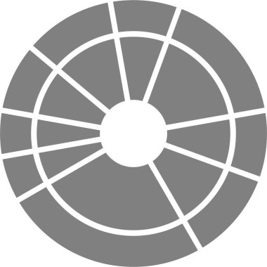 Geniş aralıklı donut bölümleri radyal düzenleme yoluyla bölünmüş verileri gösteren dairesel bir tablo oluşturur.