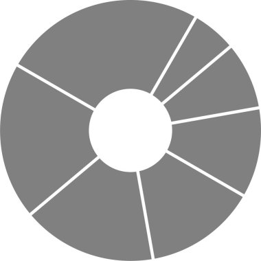 Bölünmüş eşmerkezli halkalar merkezi eksen etrafında hizalanmış dairesel bölümleri gösterir.