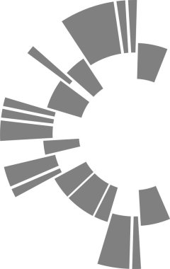 Karmaşık radyal katmanlar birbiriyle ilişkili veri bölümlerini içeren çok katmanlı dairesel bir çark oluşturur..