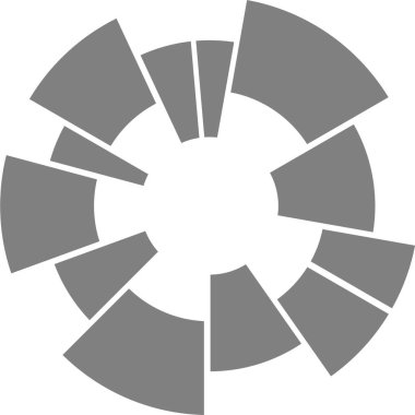 Kalın donut bölümleri bilgiyi çarpıcı bir dairesel formatta düzenler ve radyan ayrışmasını vurgular.