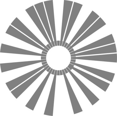 Uzatılmış radyal çizgiler dışa doğru hareket eden genişletilmiş dairesel bir bileşim oluşturur..