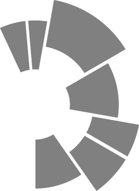 Ayrışmış radyal bölünmeler basit bir dairesel taban üzerinde orantılı aralıkları ve hizalamayı vurgular.