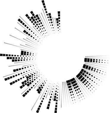 Düzensiz kare yarıçapı tam formun dörtte birini içermeyen dairesel bir düzende düzenlenmiştir..