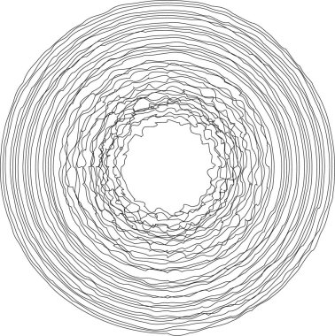 Genişleyen eşmerkezli halkaları olan dairesel bir tasarım hareket ve büyüme hissi yaratıyor..