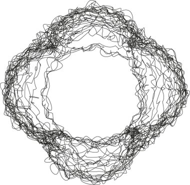 Dairesel bir yapı oluşturan birbirine dolanmış üç döngüden oluşan bir tasarım simetrik ve karmaşık bir desen oluşturuyor..