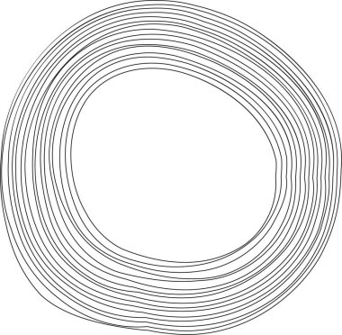 Dairesel bir dizayn dalgalı bir spiral desen içeriyor, spiral dışarı doğru hareket ettikçe hareket ve akıcılık hissi yaratıyor..