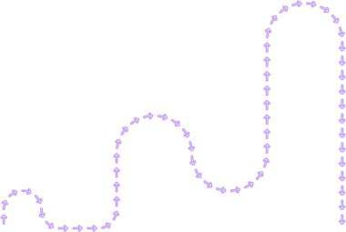 Ok yolu bir kare labirent düzenini şekillendirir ve bloklayıcı neon yönlü bir sınır oluşturur.