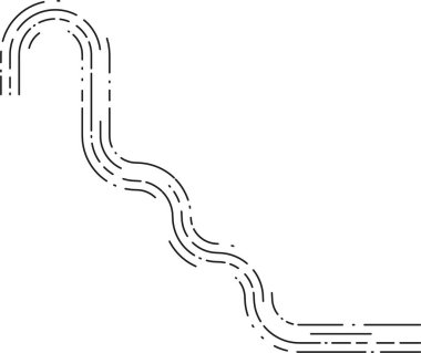Element eğri geçişler ve parlayan ok segmentleri ile düzensiz dalgalı bir yörünge oluşturan bağlı kesikli hareket yolunu gösterir.
