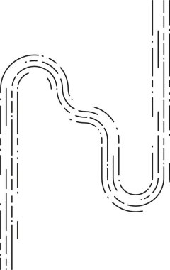 Element, düzgün düzensiz akışla kayan kesik bölümlerden oluşan eğimli bir iniş yolunu gösteriyor..