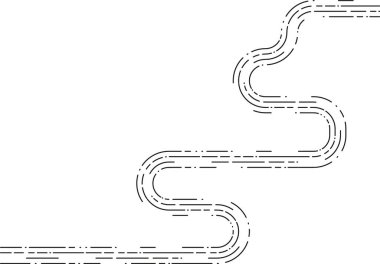 Element, sürekli dalgalı eğriler ve yumuşak düzensiz segment geçişleriyle şekillendirilmiş akışkan kesikli bir rota ortaya çıkarır.