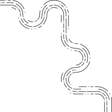 Element, kasıtlı olarak düzensiz dalgalı bir çizgi şeklinde düzenlenmiş kesikli bir eğri yolu gösterir.