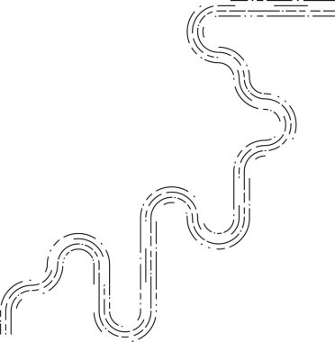 Element, düzensiz eğriler arasında dolambaçlı kesitlerin oluşturduğu dolambaçlı bir navigasyon yolu gösterir.