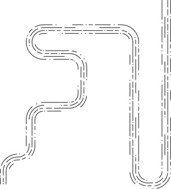 Element yumuşak düzensiz eğriler içinde sıralı akış kesikleri ile tanımlanan bir döngü dizisi sunar.
