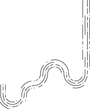 Element düzensiz dalgalı kontur boyunca süzülen kesiklerle işaretlenmiş bir yön eğrisi çizgisi tasvir eder.