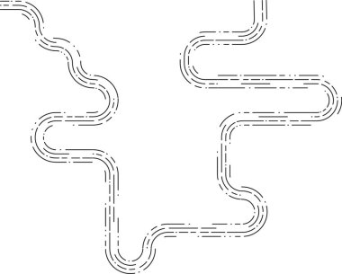 Element, ritmik eğrilik ile sürekli düzensiz dalgalı bir çizgiye bağlanmış bağlı bir yol çizer..
