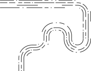Element, kesik bölümlerin ileri doğru, düzensiz dalgalı bir rota oluşturduğu ilerici bir hareket çizgisi sunar..