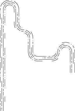 Element, düzensiz dalgalı bir hareket çizgisi oluşturan eğimli kesitlerden inşa edilmiş düz bir dönüş rotası gösterir.