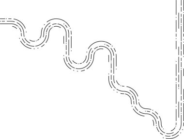 Element, düzensiz bir akış eğrisi izleyerek aşağı doğru kademeli kesiklerin oluşturduğu dikey bir iniş yolu sunar..