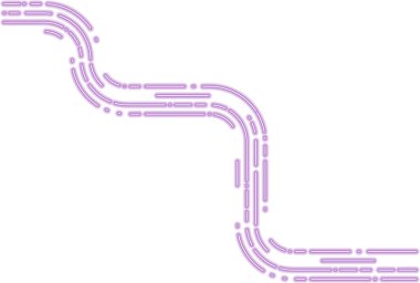 Neon kesikli elementler, hafif parlayan dönüşler ve yumuşak kıvrımlarla karakterize edilen düzensiz bir yol oluşturur..