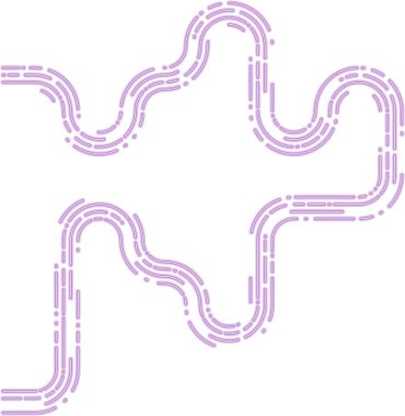 İlerleyen neon çarpmaları aşağı doğru kıvrımlı düzensiz bir şelale yolu oluşturur.