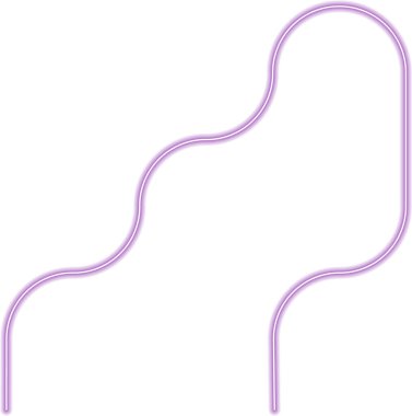 Serpentine neon çarpmaları kıvrımlı kıvrımlı kıvrımlarla düzensiz bir rota oluşturur.