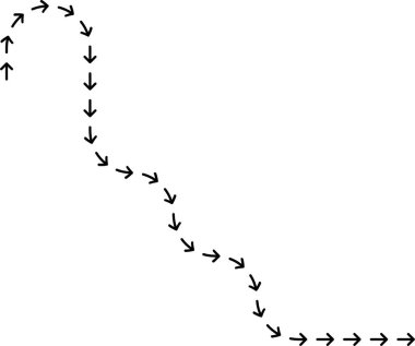 Hareket-iz noktalı ok kayan eğri yönlendirmeli bir iz çizgisi oluşturuyor.