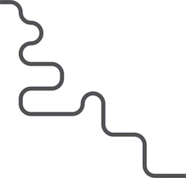 Üst görünüm sokak düzeni aralıksız yön dönüşlü bir kare dalga yolu çizer.