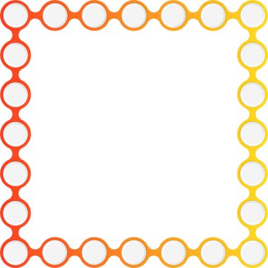 Çemberler modüler kare bir çerçeve içinde hizalanarak gradyan çizgiler oluşturarak geometrik kenarlık şekli oluşturur.