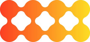 Geniş dikdörtgen bir blok oluşturan modüler geometrik bir formasyonda gradyan daireler..