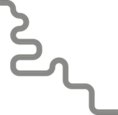 Çizgili yol, kare rotayı dalga hareketi ve sürekli akışla birleştiriyor..