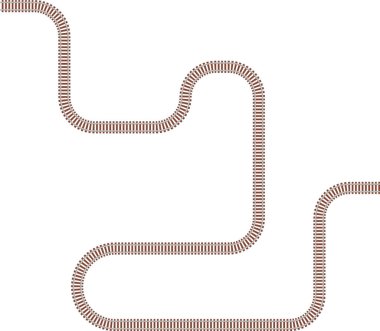 Düzensiz rotayı sürekli eğrilik akışı ile gösteren tren yolu çizgisi.