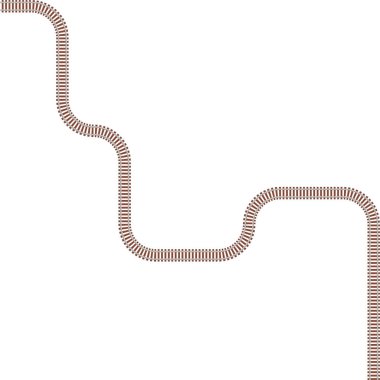 Pürüzsüz eğrilik devamlılığı olan uzun bir uzunluğa sahip tren yolu.