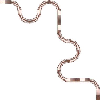 Tepedeki demiryolu yolu, sürekli dalga akışıyla kare geometriyi birleştiriyor..