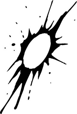 Temiz bir merkez çemberden yayılan keskin düzensiz darbelerle patlayan mürekkep şekli.