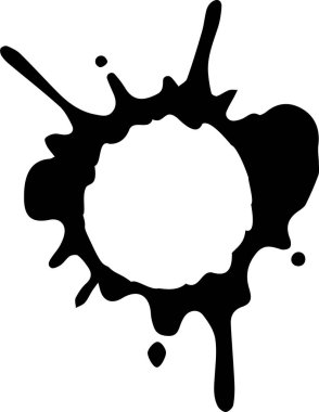 Sıvı kenarlı kalp şeklinde mürekkep damlası ve merkezi dairesel oyuk..