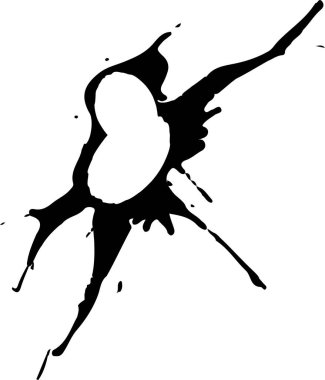 Sivri uçlu mürekkep damlaları ve sivri uçlu izler dairesel ortayı işaret ediyor..