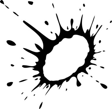 Benekli mürekkep lekesi dizaynı. Boş dairesel bir merkezi çevreleyen düzensiz işaretler..