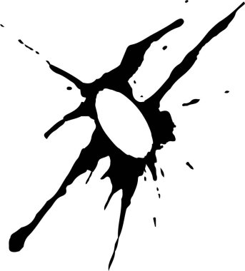 Dikey sıçrama izlerinden oluşan mürekkep izi, içi boş bir merkezi noktaya çıkıyor..