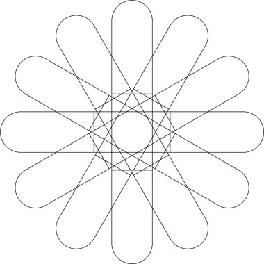 Mandala geometrisi stilize çiçek yapraklarının dairesel katmanlarıyla şekillenir..