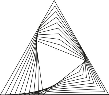 Sarmal geometri dairesel simetriye göre düzenlenmiş üçgen çerçeve ile hizalanmış.