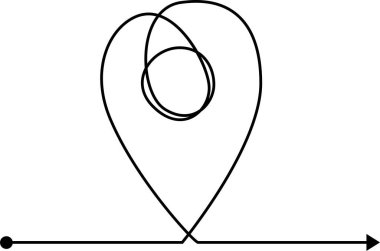 Noktalı iğne ve merkezi spirali birleştiren kalın çizgilerle gösterilen konum iğnesi.